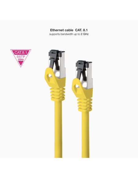 Nanocable Cable de Red Latiguillo Cat.8.1 2GHz LSZH SSTP AWG26, Amarillo, 25 cm