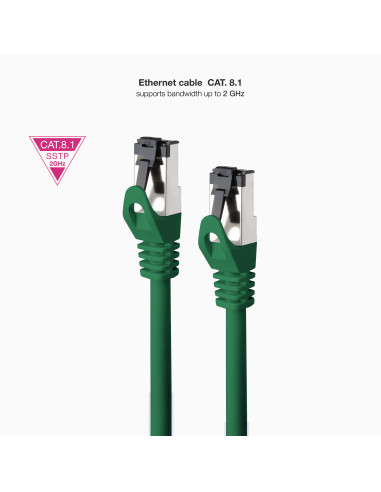 Nanocable Cable de Red Latiguillo Cat.8.1 2GHz LSZH SSTP AWG26, Verde, 30 cm