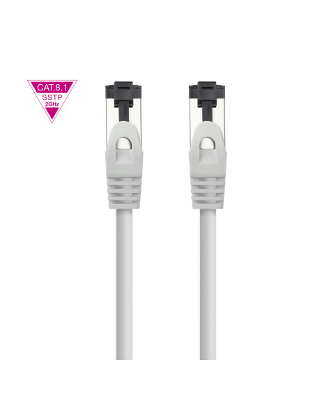 Nanocable Cable de Red Latiguillo Cat.8.1 2GHz LSZH SSTP AWG26, Gris, 0.5 m