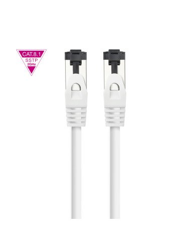 Nanocable Cable de Red Latiguillo Cat.8.1 2GHz LSZH SSTP AWG26, Blanco, 0.5 m