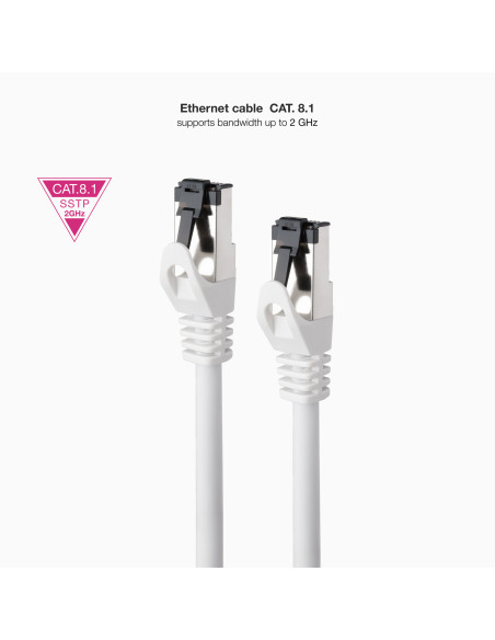 Nanocable Cable de Red Latiguillo Cat.8.1 2GHz LSZH SSTP AWG26, Blanco, 1 m