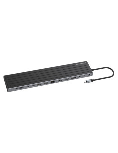 Conceptronic DONN32B base para portátil y replicador de puertos Alámbrico USB 3.2 Gen 1 (3.1 Gen 1) Type-C Gris, Plata