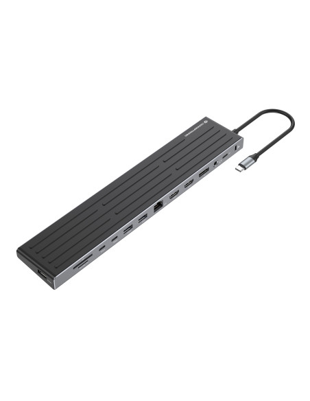 Conceptronic DONN32B base para portátil y replicador de puertos Alámbrico USB 3.2 Gen 1 (3.1 Gen 1) Type-C Gris, Plata