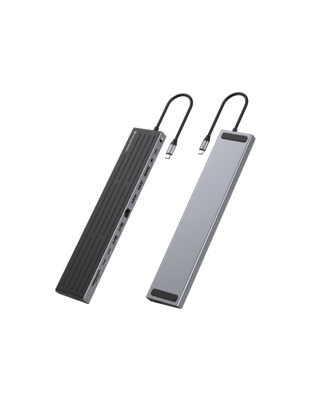 Conceptronic DONN32B base para portátil y replicador de puertos Alámbrico USB 3.2 Gen 1 (3.1 Gen 1) Type-C Gris, Plata