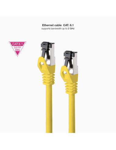 Nanocable Cable de Red Latiguillo Cat.8.1 2GHz LSZH SSTP AWG26, Amarillo, 2 m