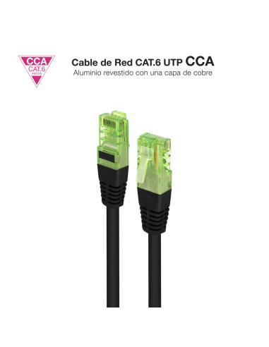 Nanocable Cable de Red Latiguillo RJ45 CAT.6 UTP AWG26 CCA, Negro, 10 m