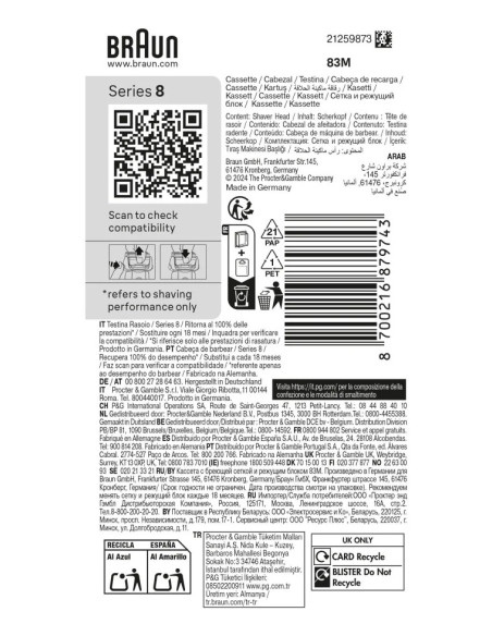 Braun Series 8 83 M Cabezal para afeitado