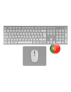 Tacens 6ZENITHWPT teclado Ratón incluido Hogar   Oficina RF inalámbrico QWERTY Portugués Plata, Blanco