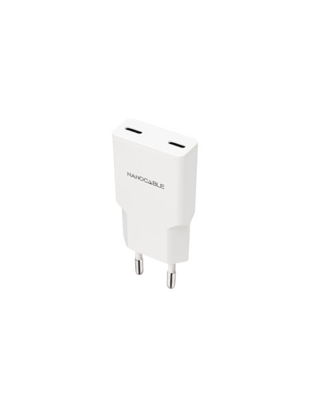 Nanocable Cargador 2xUSB-C PD 20W, Blanco