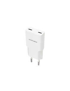 Nanocable Cargador 2xUSB-C PD 25W, Blanco