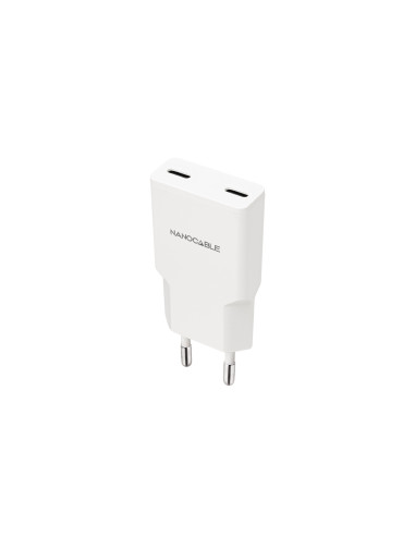 Nanocable Cargador 2xUSB-C PD 30W, Blanco