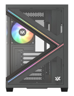 XYZ QUBEX, TORRE GAMING,DUAL CHAMBER, 4x VENTILADORES, A-RGB, MESH DUAL ,BTF, TYPO C, ATX, NEGRA 2