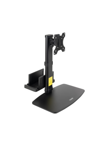 TooQ Soporte de mesa para pantallas 17”-27” con soporte integrado para CPU Ligera