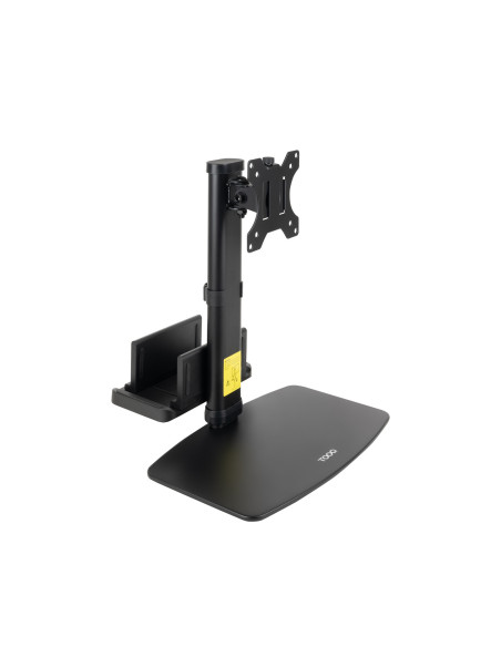 TooQ Soporte de mesa para pantallas 17”-27” con soporte integrado para CPU Ligera