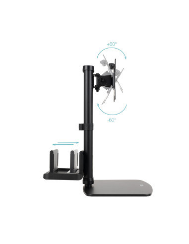 TooQ Soporte de mesa para pantallas 17”-27” con soporte integrado para CPU Ligera