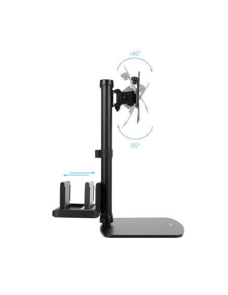 TooQ Soporte de mesa para pantallas 17”-27” con soporte integrado para CPU Ligera