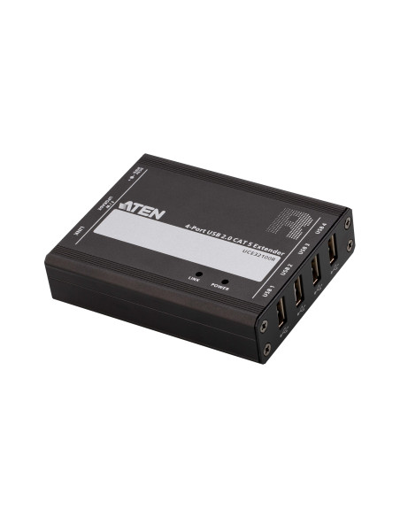 ATEN Extensor USB 2.0 por Cat 5 con hub de cuatro puertos (hasta 100 m)