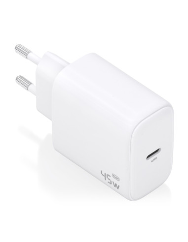 AISENS Cargador GaN 45W, 1xUSB-C PD3.0, Blanco