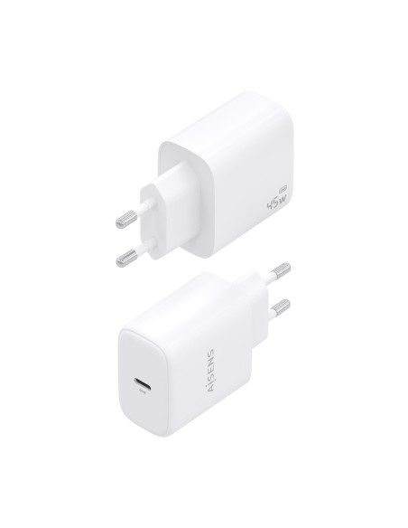 AISENS Cargador GaN 45W, 1xUSB-C PD3.0, Blanco