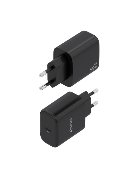 AISENS Cargador GaN 45W, 1xUSB-C PD3.0, Negro