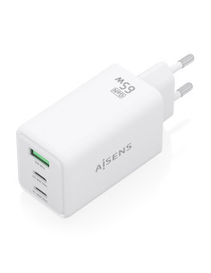 AISENS Cargador GaN 65W, 2xUSB-C PD3.0 QC4.0, 1xUSB-A QC3.0, Blanco 2