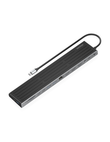 AISENS USB-C Dock 13 en 1, USB-C A 2xHDMI, 1xDisplayPort, 1xRJ45, 3xUSB-A, 2xUSB-C, 1xUSB-C PD, 1xSD, 1xMicro SD, 1xAudio,