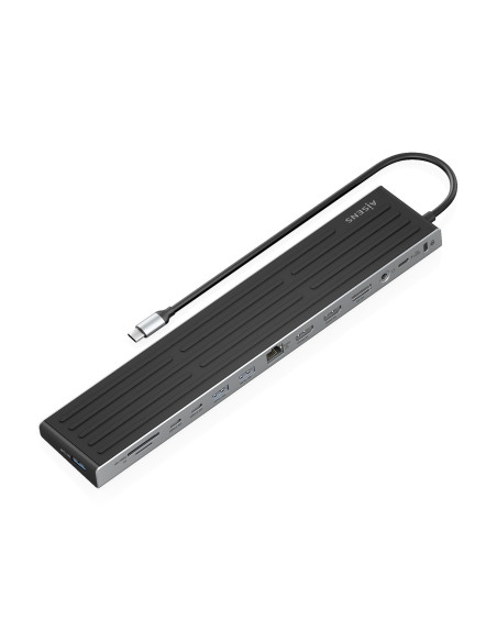 AISENS USB-C Dock 13 en 1, USB-C A 2xHDMI, 1xDisplayPort, 1xRJ45, 3xUSB-A, 2xUSB-C, 1xUSB-C PD, 1xSD, 1xMicro SD, 1xAudio,
