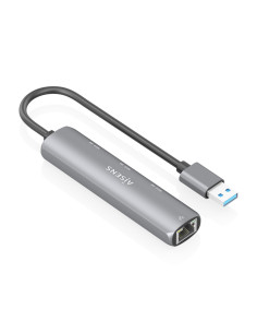 AISENS USB3.0 Dock USB-A A Ethernet Gigabit + Hub 3xUSB-A, Gris, 15cm 2