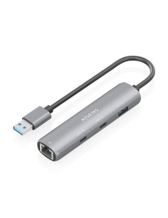 AISENS USB3.0 Dock USB-A A Ethernet Gigabit + Hub 2xUSB-C+1xUSB-A, Gris, 15cm