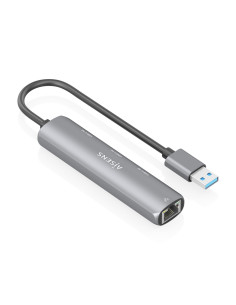 AISENS USB3.0 Dock USB-A A Ethernet Gigabit + Hub 3xUSB-C, Gris, 15cm 2