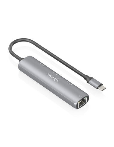 AISENS Dock USB-C A Ethernet Gigabit + Hub 3xUSB-A, Gris, 15cm