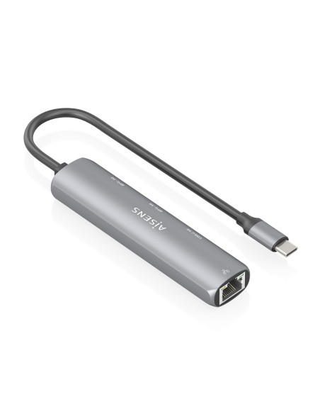 AISENS Dock USB-C A Ethernet Gigabit + Hub 1xUSB-C+2xUSB-A, Gris, 15cm