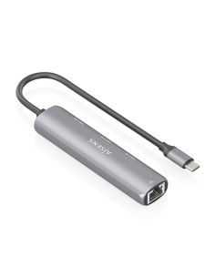 AISENS Dock USB-C A Ethernet Gigabit + Hub 3xUSB-C, Gris, 15cm 2