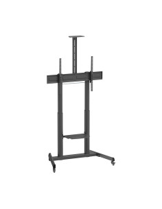 AISENS Soporte De Suelo Eco Con Ruedas Y Manivela, Bandeja Para DVD Y Soporte De Camara Para Monitor TV 120kg De 60"-100", Negro