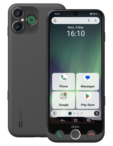 Doro Aurora A30 15,5 cm (6.1") SIM doble Android 14 4G USB Tipo C 6 GB 128 GB 5000 mAh Negro