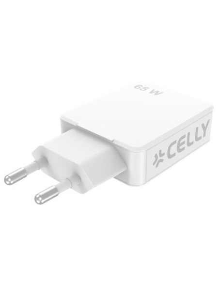 Celly SLIMTC2C65WWH cargador de dispositivo móvil Portátil, Smartphone, Tableta Blanco Corriente alterna Carga rápida Interior