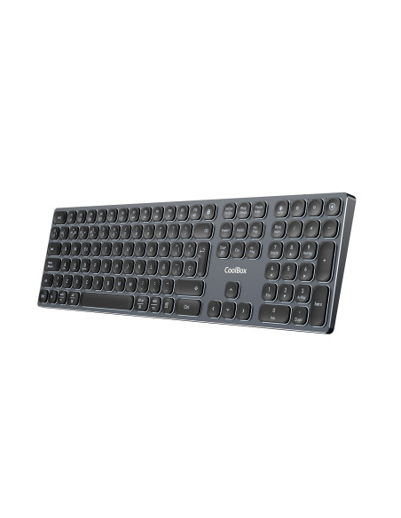 CoolBox TECLADO INALAMBRICO RETROILUMINADO MOONLIGHT KEY B431 USB-C+BT5.1+RF2.4G GRIS OSCURO DE ALUMINIO