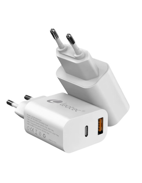 Leotec CARGADOR UNIVERSAL 20W 1USB-C PD + 1USB-A BLANCO