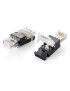 Equip 121163 conector RJ-45 Negro, Transparente