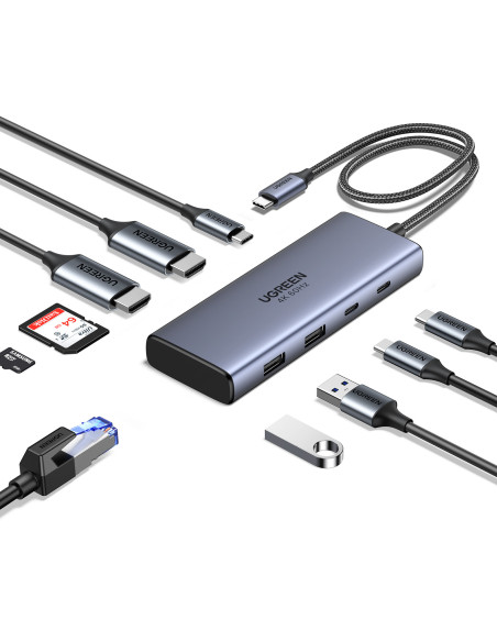 Ugreen 7-in-1 USB-C Hub CM498 Acoplamiento Base Gris