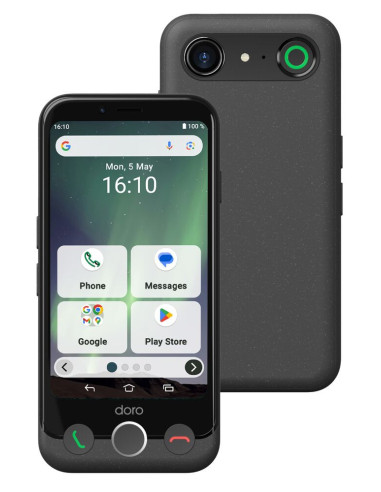 Doro Aurora A10 11,4 cm (4.5") SIM doble Android 14 4G USB Tipo C 4 GB 64 GB 3000 mAh Negro