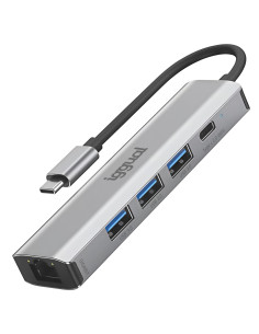 iggual IGG320181 hub de interfaz USB 3.2 Gen 1 (3.1 Gen 1) Type-A 5000 Mbit s Gris