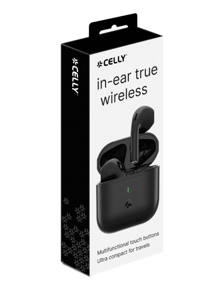 Celly COMPACTBK auricular y casco Auriculares Inalámbrico Dentro de oído Llamadas Música USB Tipo C Negro