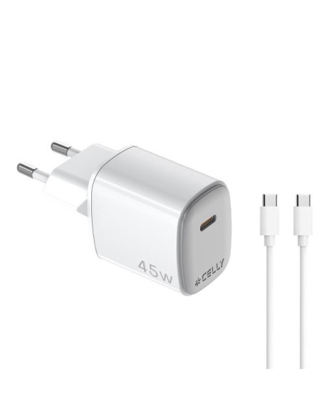 Celly UPTC1USBC45WCTC cargador de dispositivo móvil Smartphone, Tableta Blanco Corriente alterna, USB Carga rápida Interior