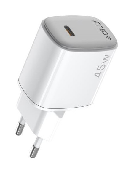 Celly UPTC1USBC45WCTC cargador de dispositivo móvil Smartphone, Tableta Blanco Corriente alterna, USB Carga rápida Interior