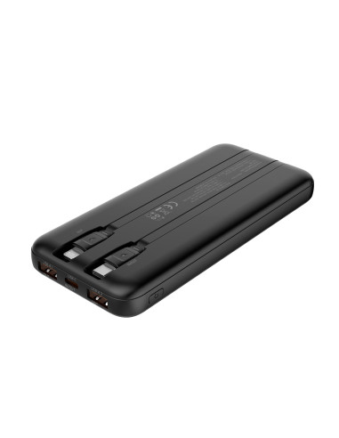 CoolBox POWERBANK DP10 10000MAH LCD+CABLES INTEGRADOS USB-C+LIGHTING NEGRO CARGA RAPIDA