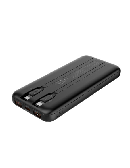 CoolBox POWERBANK DP10 10000MAH LCD+CABLES INTEGRADOS USB-C+LIGHTING NEGRO CARGA RAPIDA