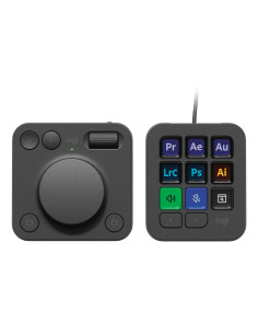 Logitech MX Creative Console, keypad programable con 9 teclas LCD personalizables y dial de control para diseño gráfico,