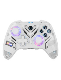 Krom NXKROMKRYSTAL mando y volante Transparente, Blanco Bluetooth USB Gamepad Analógico Digital Android, Nintendo Switch,