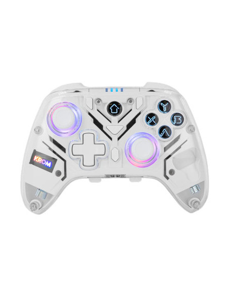 Krom NXKROMKRYSTAL mando y volante Transparente, Blanco Bluetooth USB Gamepad Analógico Digital Android, Nintendo Switch,